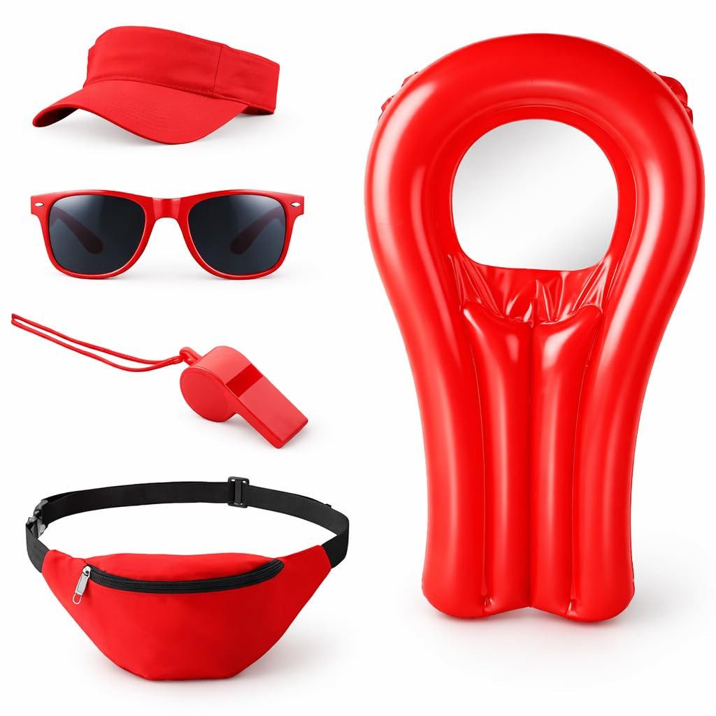 FASCHINFEVER Kostüm 5-in-1 Rettungsschwimmer Kostüm Lifeguard Set für Fasching & Karneval