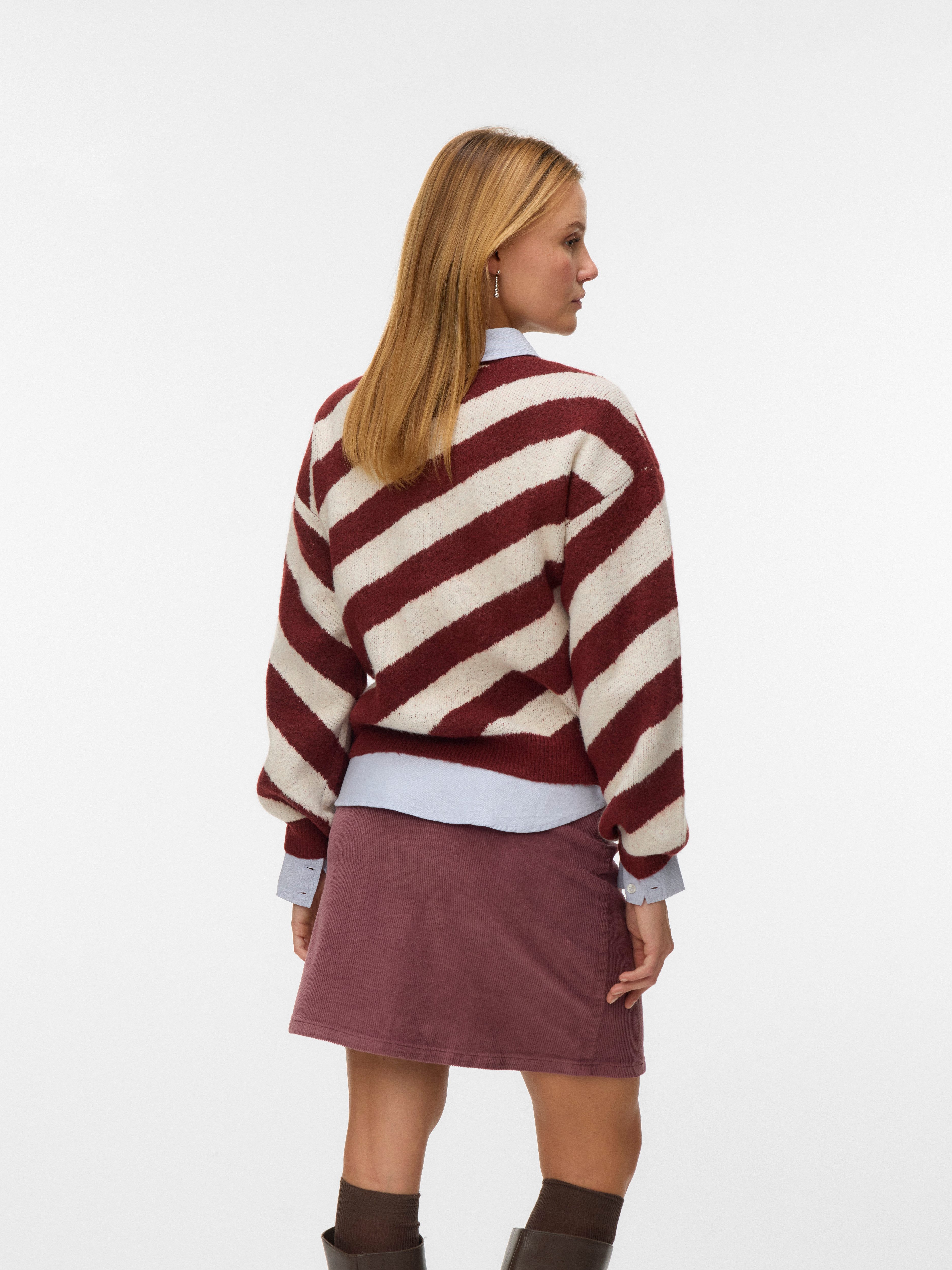 Vero Moda Rundhalspullover VMLARA LS O-NECK PULLOVER GA BOO REP Materialmix, Stretch, regular fit