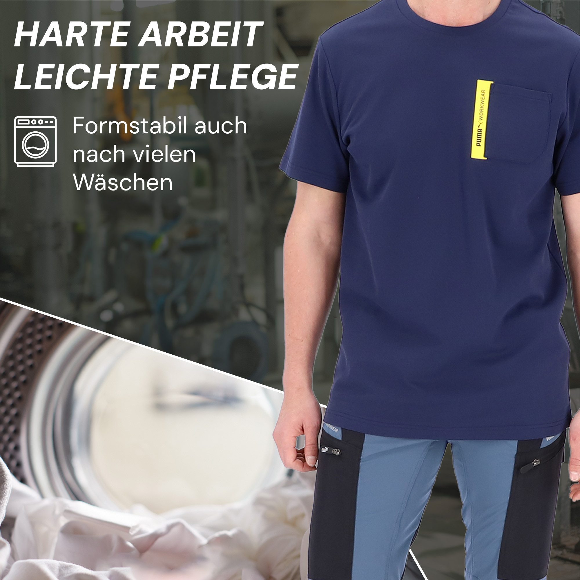 PUMA Workwear T-Shirt ADVANCED Arbeitsshirt - Herren Shirt mit Brusttasche - Utility Fach Strapazierfähiges und atmungsaktives Gewebe, für Handwerk und Logistik – Bild 5 von 5