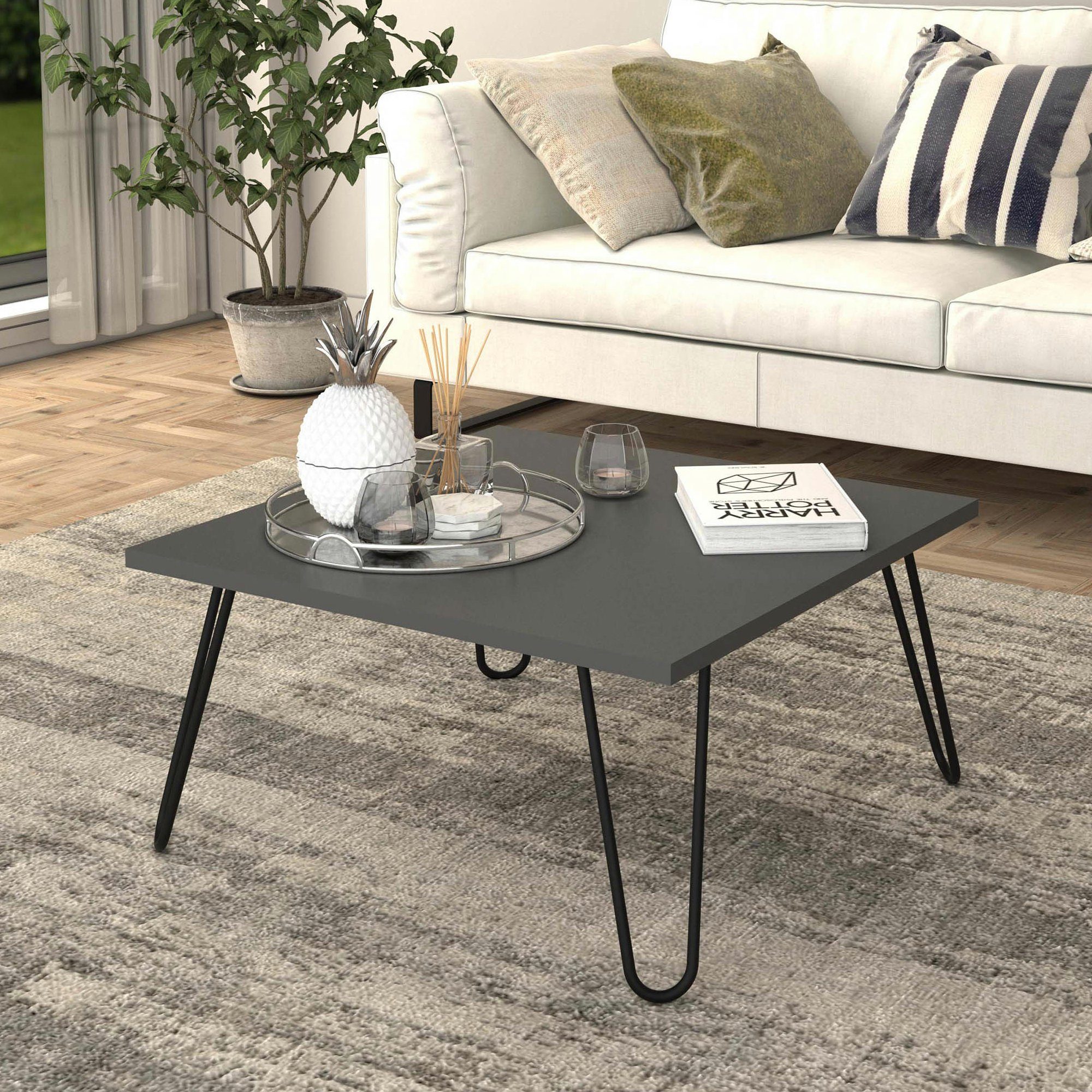 en.casa Couchtisch, »Vindeln« Beistelltisch 60x60x30cm Anthrazit günstig online kaufen