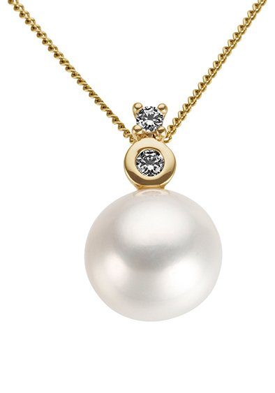 Firetti Perlenanhänger Schmuck Geschenk Gold 585 Halsschmuck Anhänger für Halskette Perle, mit Süßwasserzuchtperle und Brillant