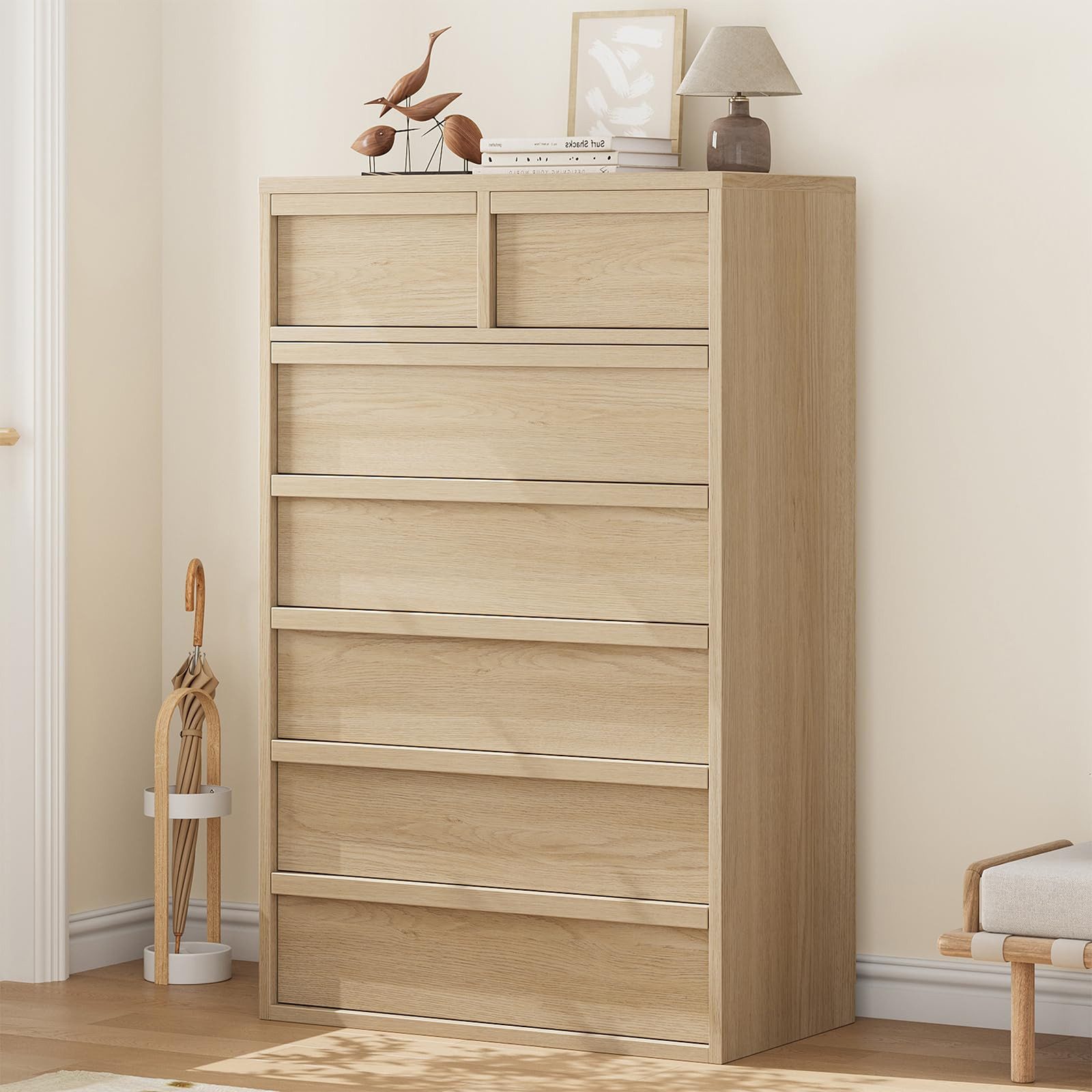 GarveeMore Kommode Stilvoll Highboard Schubkastenkommode Hochkommode Kombikommode, 5/7 Schubladen großem Stauraum, moderner Kommoden-Organizer-Sideboard
