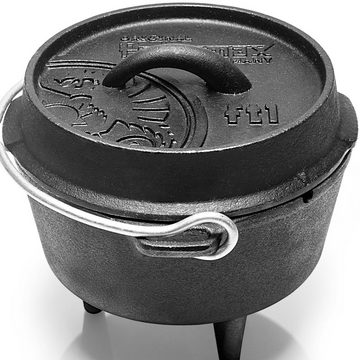 Petromax Schmortopf Feuertopf ft1 mit Deckel mit Füße Dutch Oven, Gusseisen (Spar-Set, 3-tlg., für Soßen und Beilagen geeignet), mit Henkel