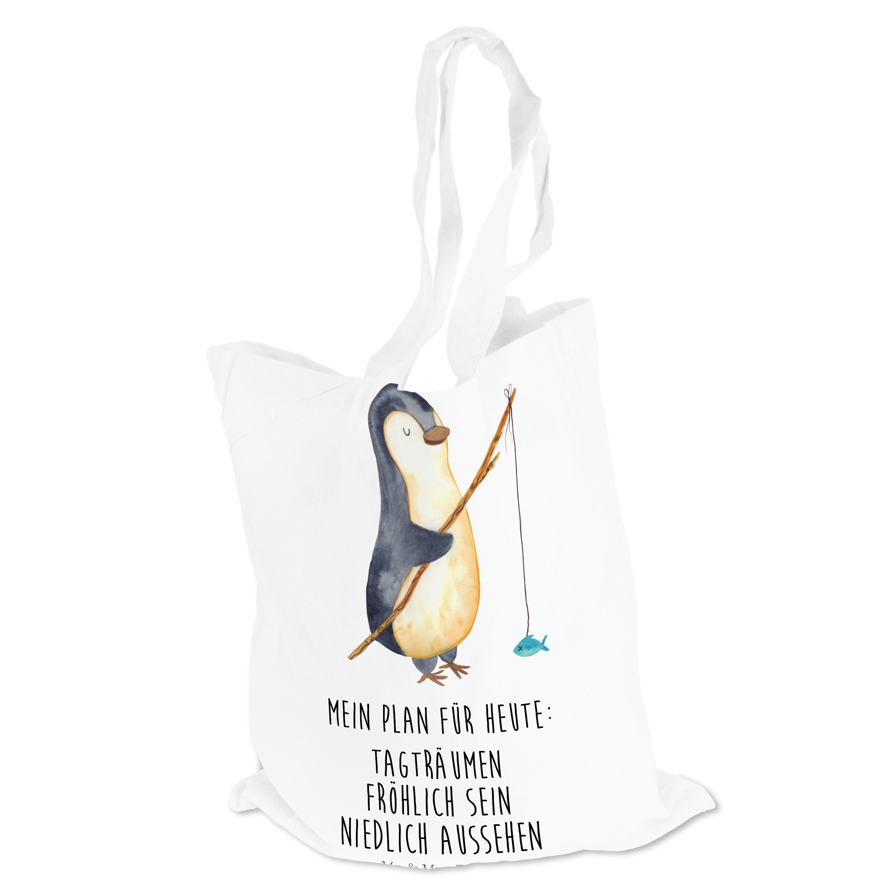 Mr. & Mrs. Panda - Wochenende, Einkaufst Weiß Tragetasche (1-tlg) Beuteltasche, Angler Pinguin Geschenk, 