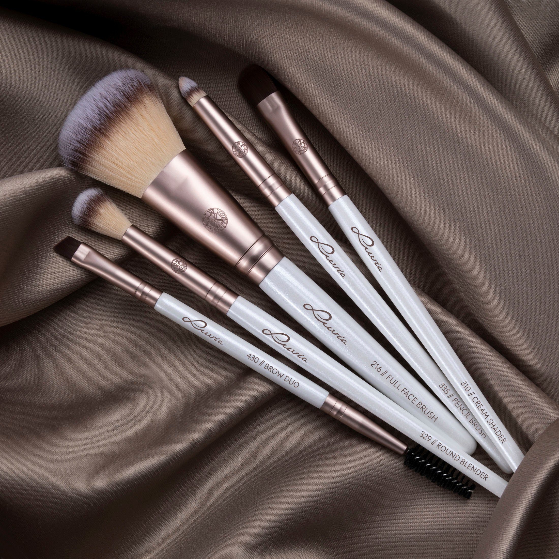 Luvia Cosmetics Kosmetikpinsel-Set DAILY SELECTION, 5 tlg., Nurai-Pinselhaar, vegan und hautfreundlich, verliert keine Haare.