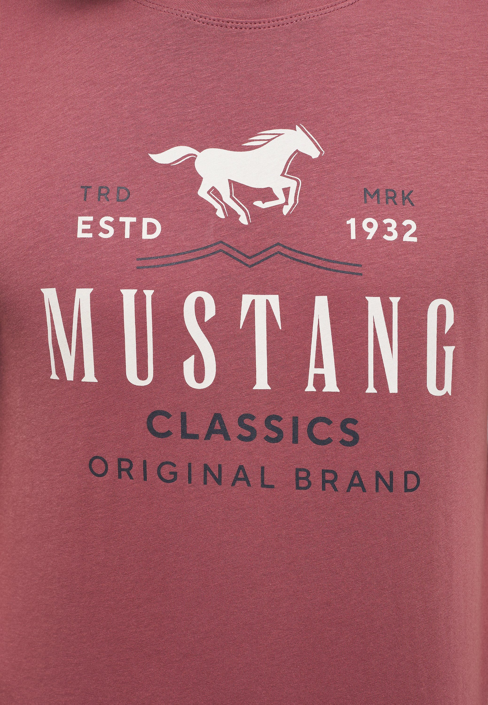 MUSTANG Kurzarmshirt Print-Shirt, Bequemer Rundhalsausschnitt