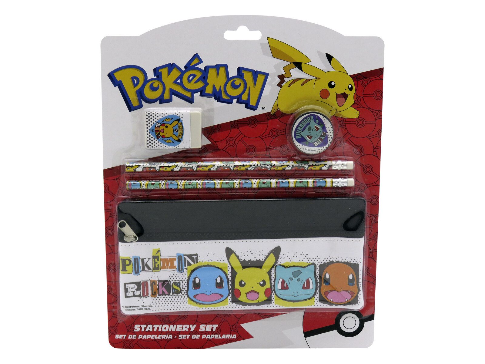 POKÉMON Federmäppchen Schreibwarenset mit Federmäppchen 5 teilig Schulset, (5-tlg)