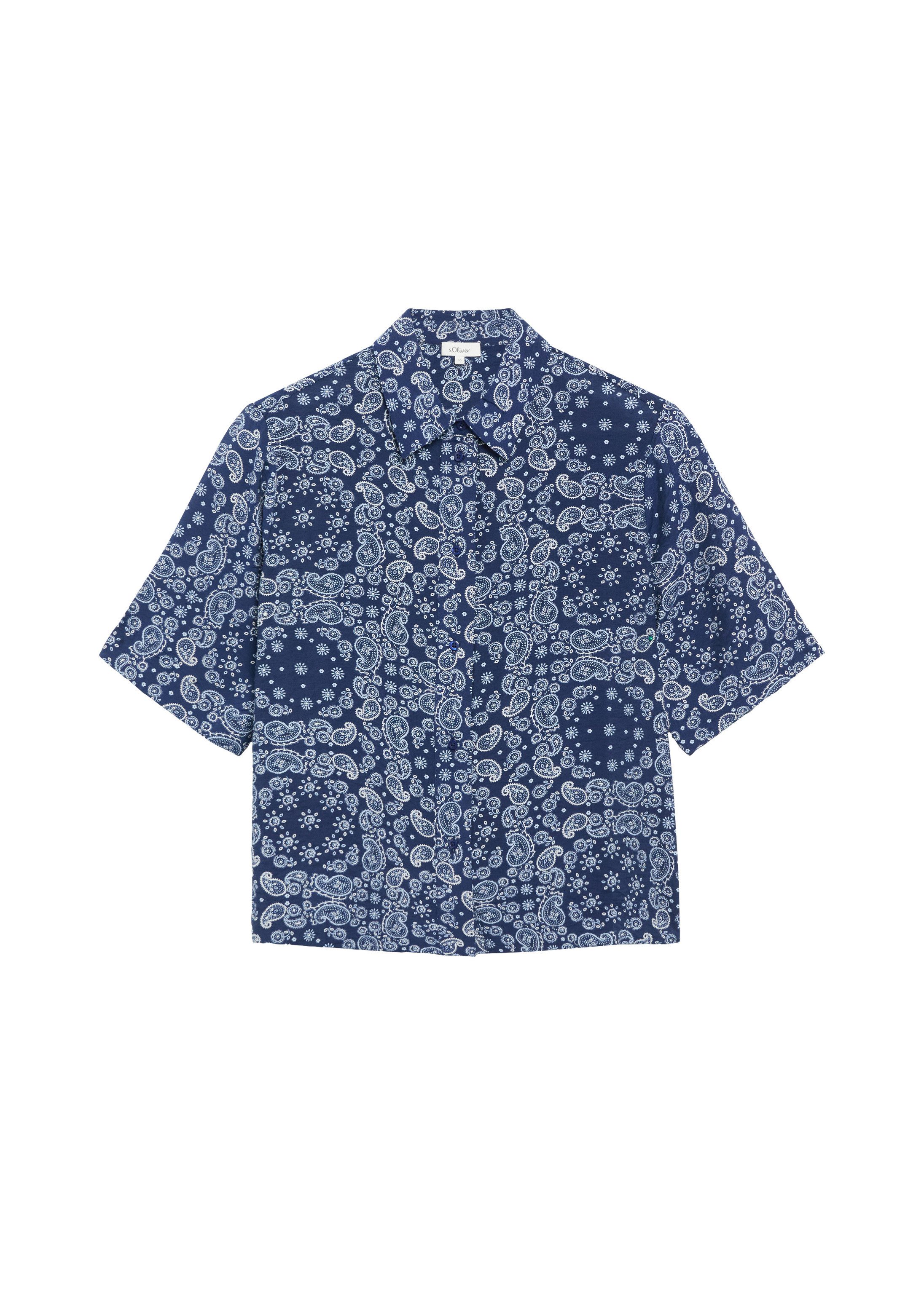 s.Oliver Kurzarmbluse Bluse Strukturierte Viskosemix-Bluse im Boxy Fit