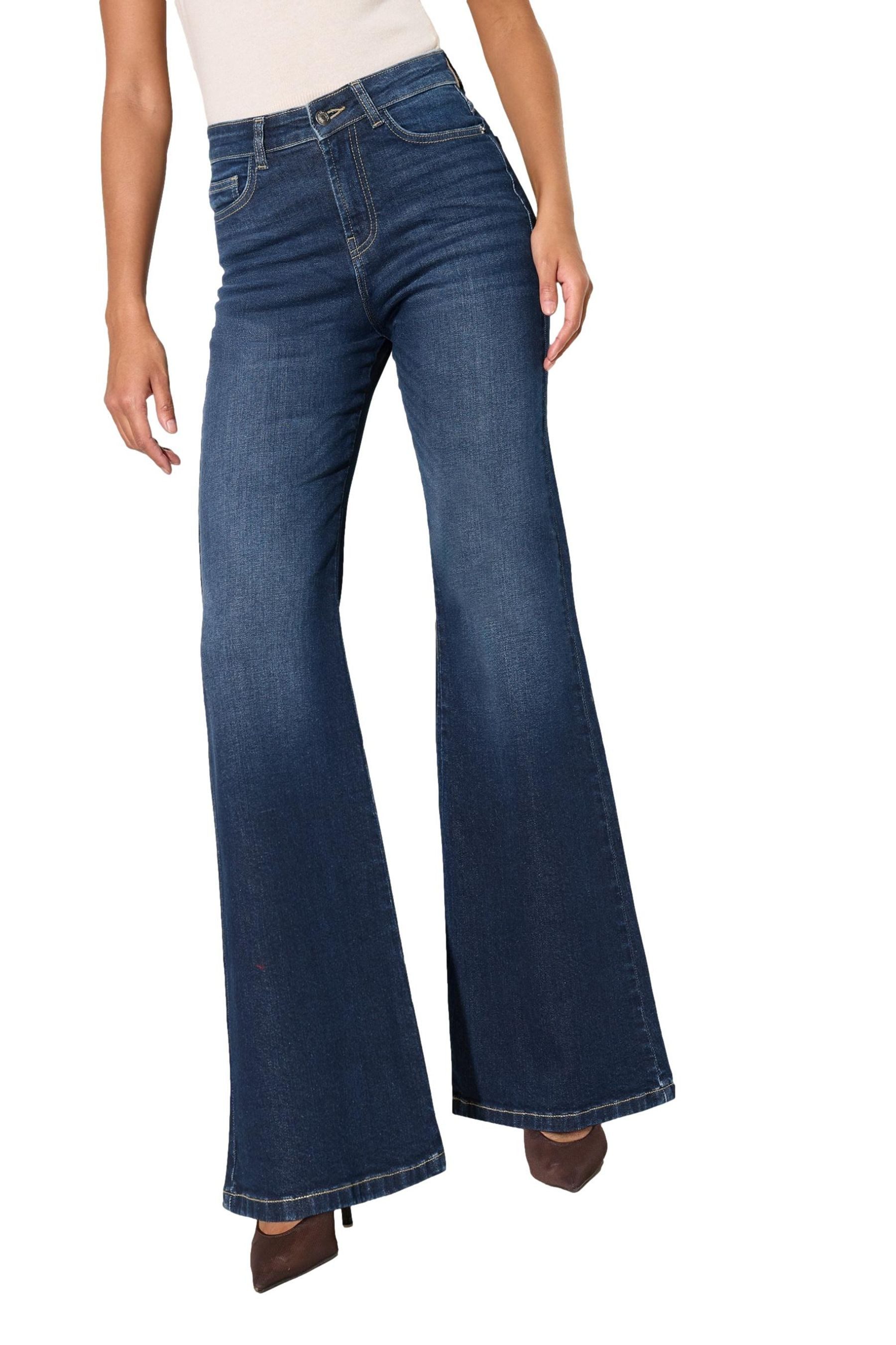 Schlagjeans Friends Like These Denim-Schlagjeans, Kurzgröße