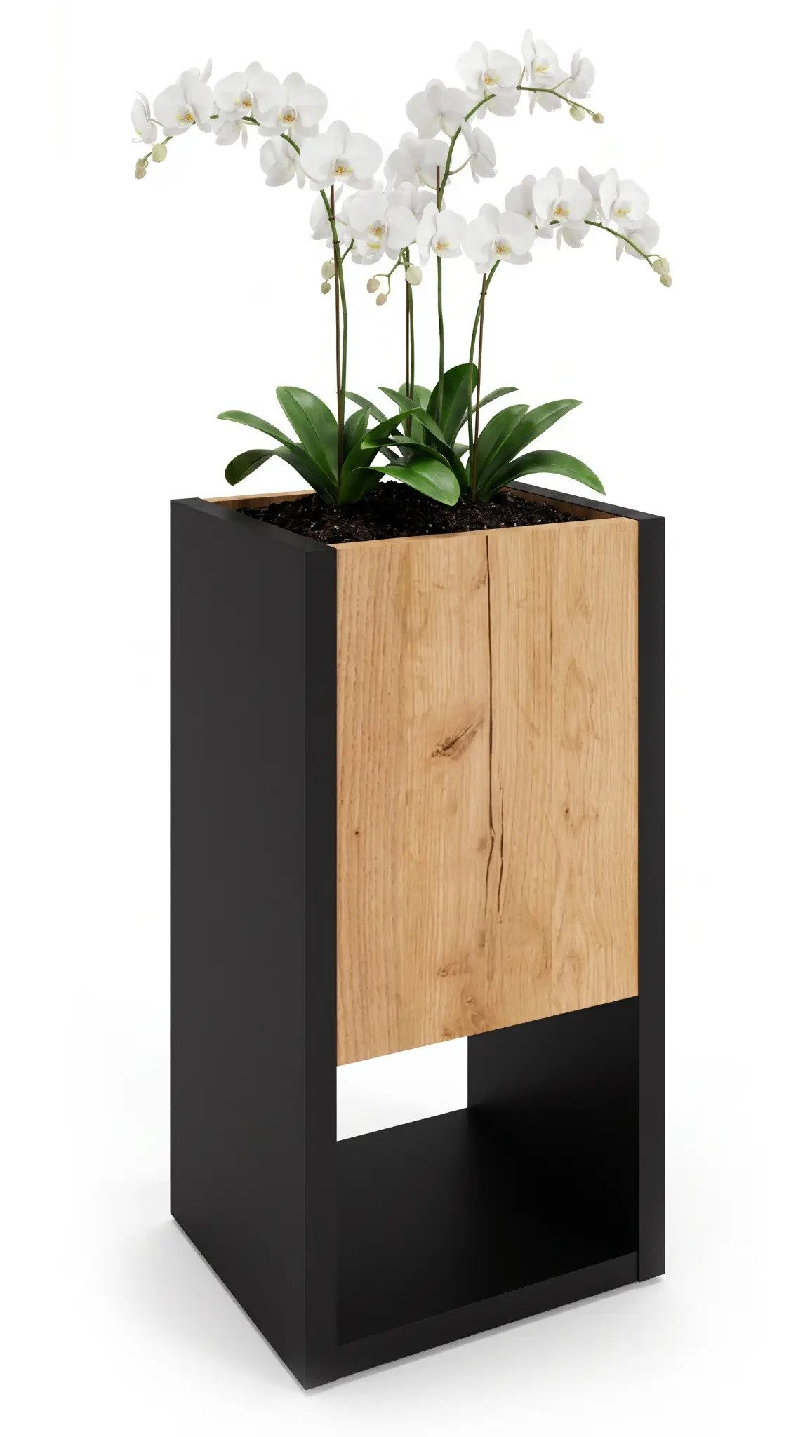 TREND WERK Blumenständer Blumentopf Pflanzenregal Pflanzenständer Holzoptik Wohnzimmer (Einzelner Pflanzenständer Loft-Design 22,6x45x22,6 cm), 18mm Spanplatte  – Bild 2 von 5