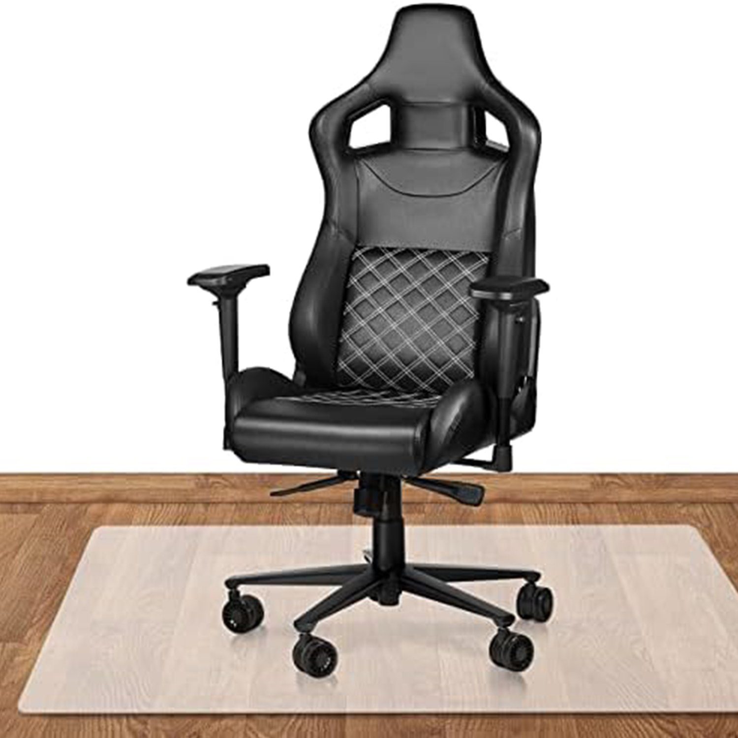 IKIDO Bodenschutzmatte Kissen für Bürostühle, Spritzkissen, Stuhlkissen, transparente Stuhlmatte, Unterlage für Bodenschutz, 100% recycelbar, isoliert, rutschfest, wasserdicht