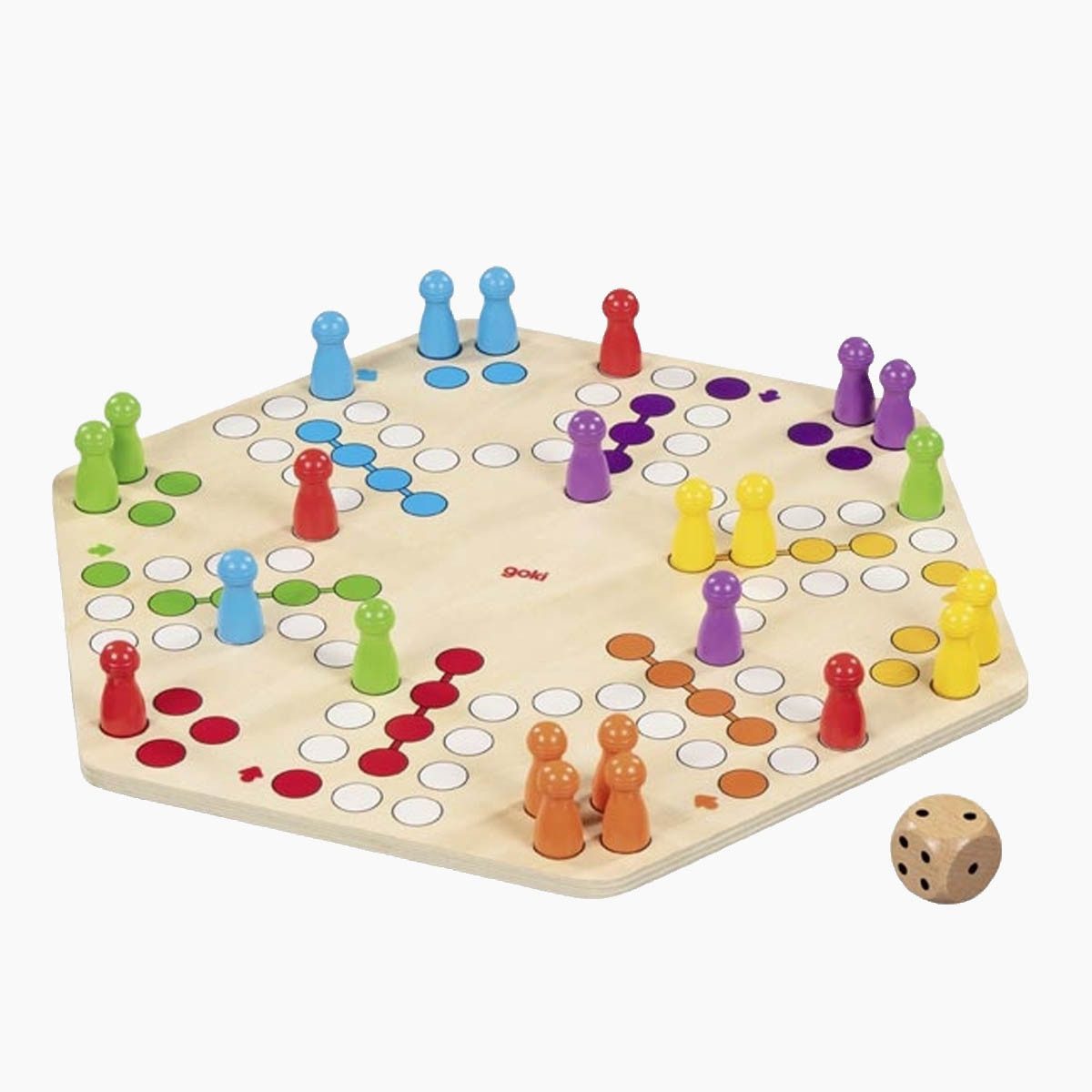 goki Spielesammlung Ludo für bis zu 6 Spieler, beidseitig bedruckt, gesellschaftsspiel,strategiespiel,würfelspiel,kinderspiel, Klassischer Spielspaß für die ganze Familie