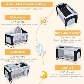 KOMFOTTEU Baby-Reisebett Klappbett, faltbar Kinderbett mit Tragetasche