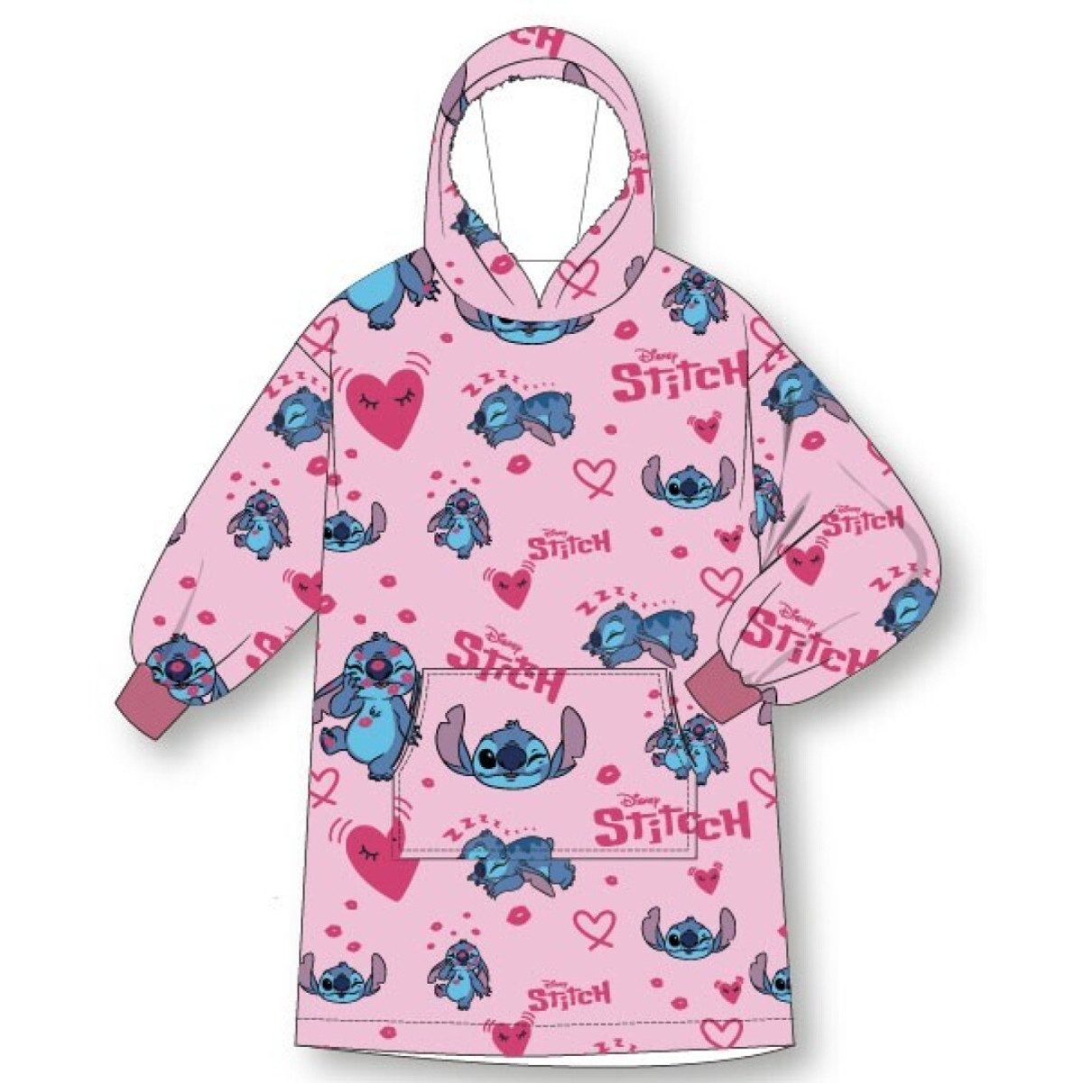 Lilo & Stitch Poncho für Kinder Onesize für 7–14 Jahre Zuhause Freizeit Reisen (1-St)