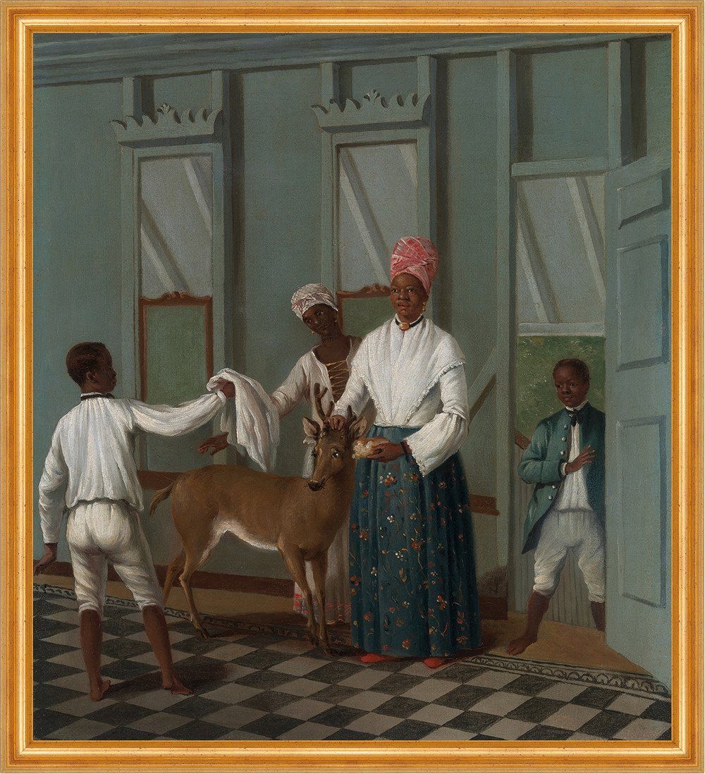 Kunstdruck Servants Washing a Deer Agostino Brunias Diener Reh Wild Tiere B A2 00