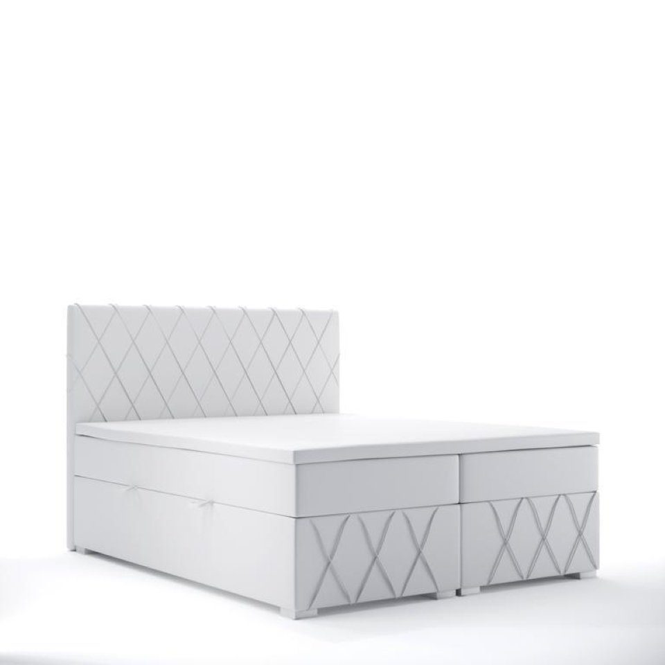 JVmoebel Boxspringbett Doppel Luxus Boxspringbett Design Bett Polsterbett Schlafzimmer Textil, Made in Europa Weiß