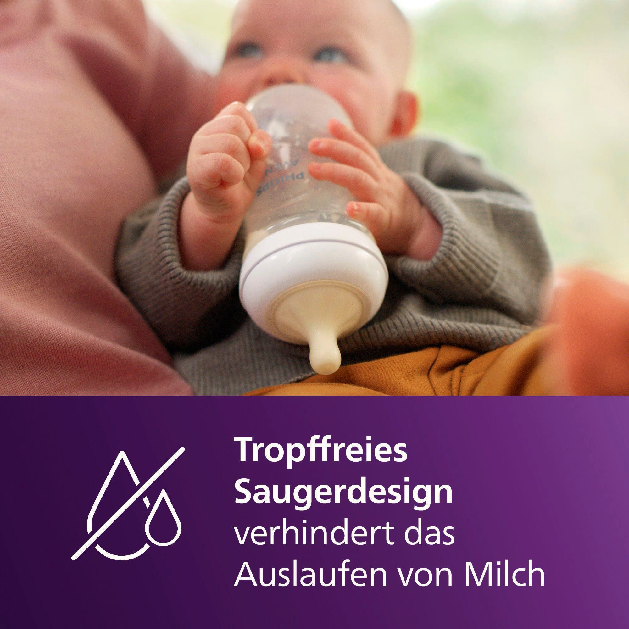 Philips AVENT Babyflasche Natural Response Babyflasche, 2er-Pack, langsame Durchflussrate