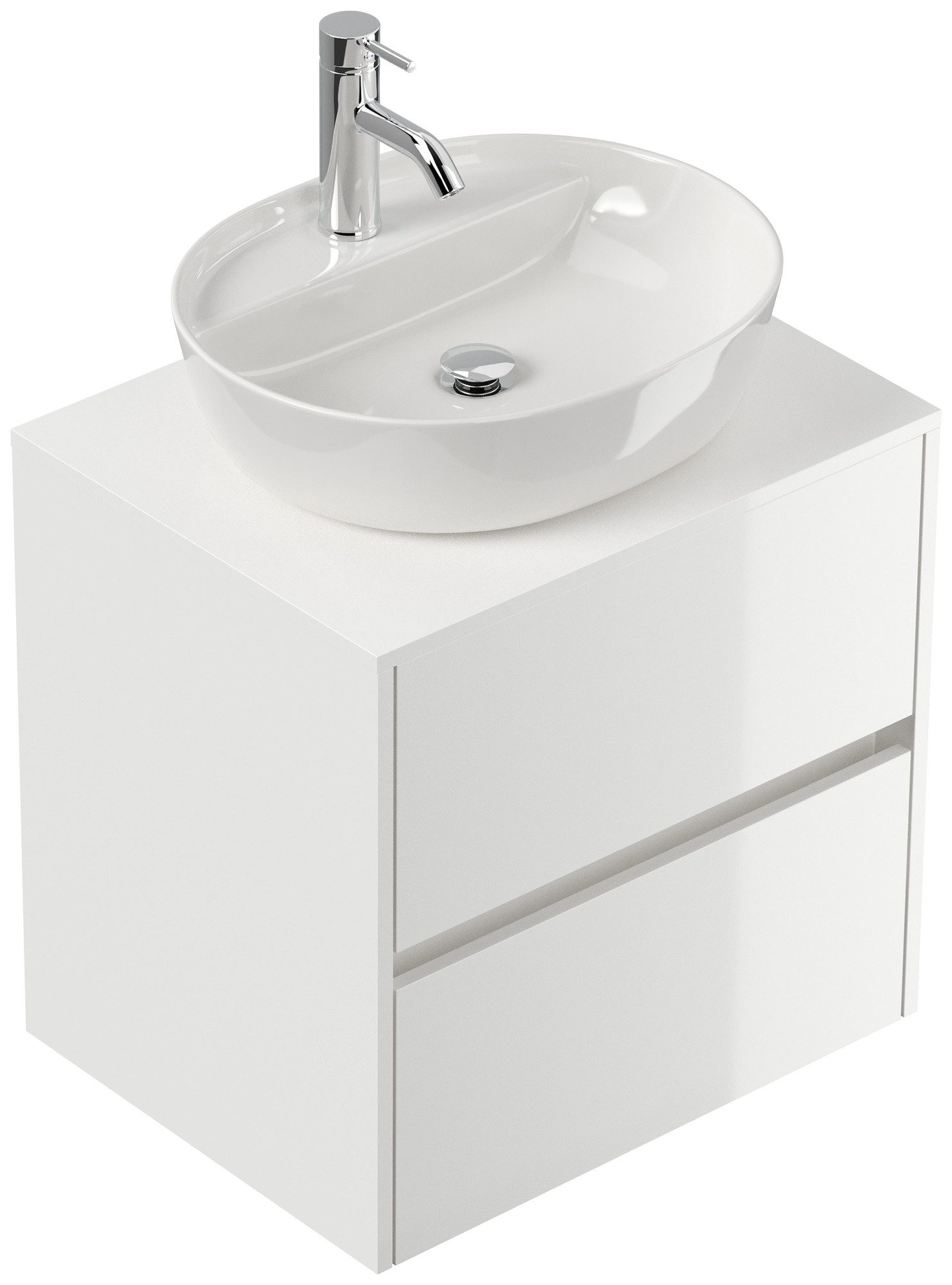 Magnolia Home Waschtisch Badmöbel Taifun 60cm mit ovalem Aufsatzwaschbecken weiß Hgl