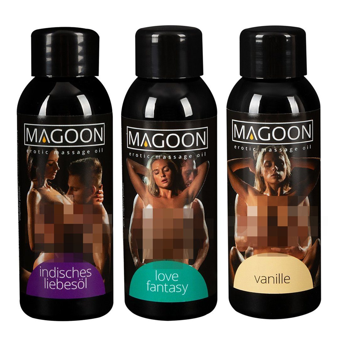 Indisches Massage-Öl: Love Magoon Massageöl Vanille, Liebesöl 3er Fantasy, Set