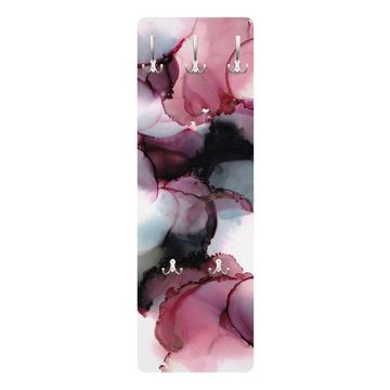 Bilderdepot24 Garderobenpaneel pink Aquarell Kunst Weg des Windes Violett und Gold Design (ausgefallenes Flur Wandpaneel mit Garderobenhaken Kleiderhaken hängend), moderne Wandgarderobe - Flurgarderobe im schmalen Hakenpaneel Design