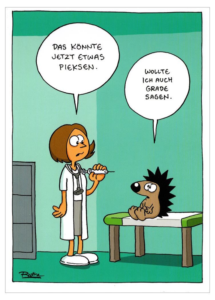 Postkarte Cartoon-Postkarte Ralph Ruthe "Das könnte jetzt etwas pieksen."