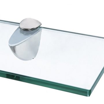Clanmacy Wandregal Glasablage Glasregal ideal für Bad, Dusche 30x10x0.8 cm Klarglas