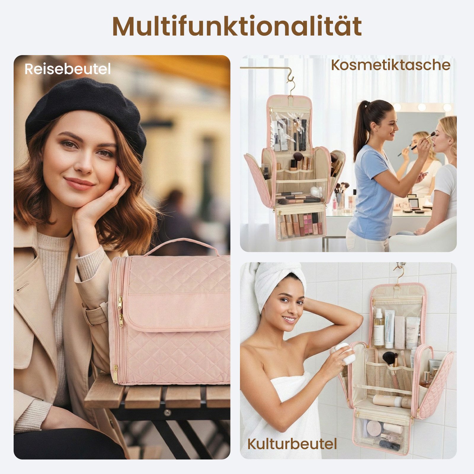 Youyijia Kulturbeutel Make-Up Organiser Groß Kulturbeutel Damen Gross Kulturtasche Aufhängen – Bild 4 von 5