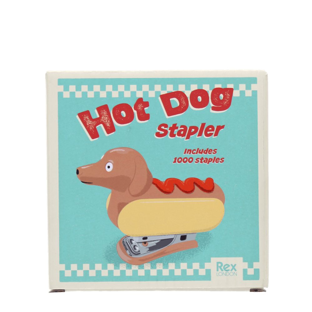 Rex London Heftgerät Klammerhefter Hot Dog, (Stück, 1 tlg., 1 Klammerhefter), Dackel, ca. 11,6x3,2x8,5 cm, inkl. 1000 Heftklammern