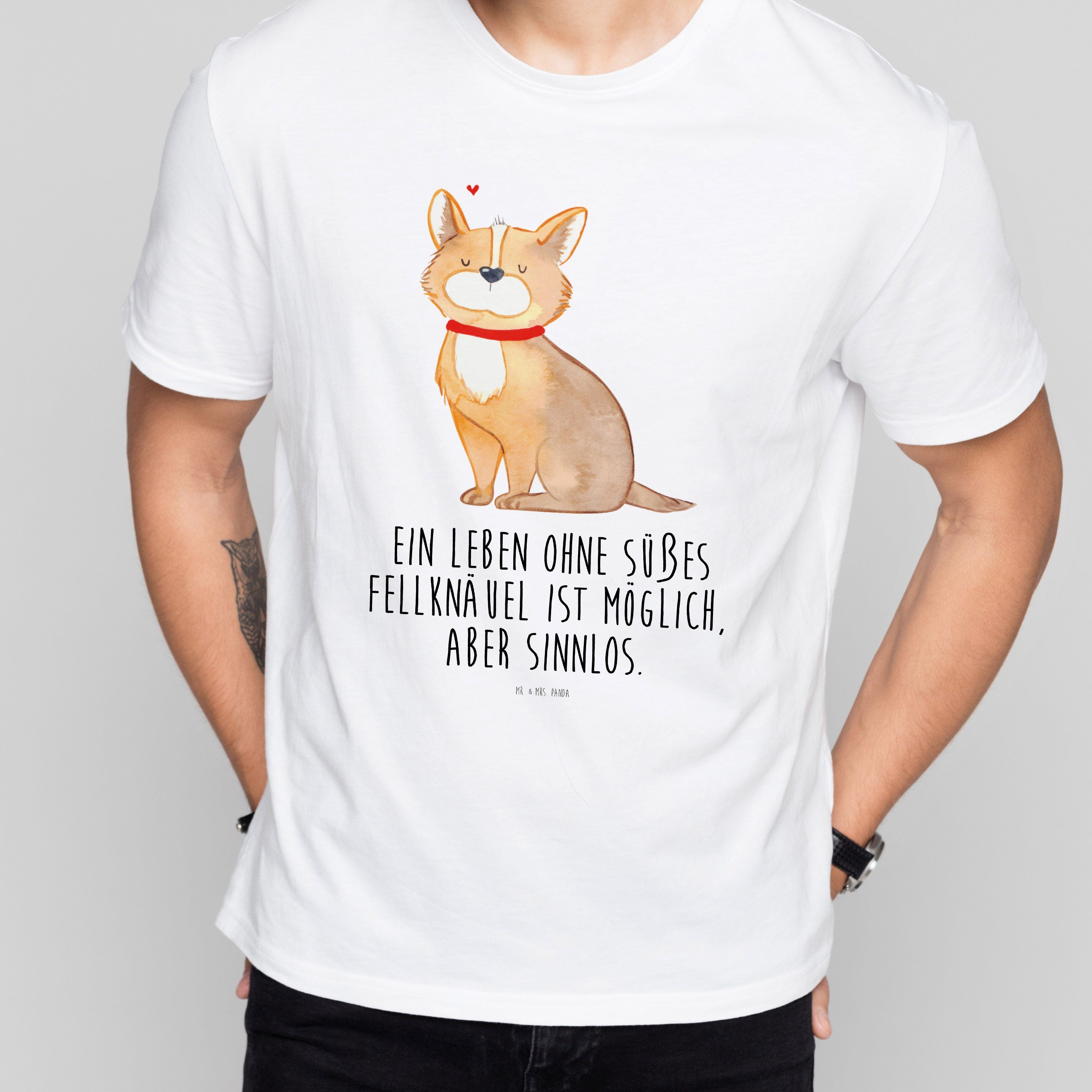 - Panda Hundeglück Mrs. Geschenk, & Hundemotiv, Liebe, (1-tlg) Weiß - Mr. Sprüche, Tierliebhab T-Shirt