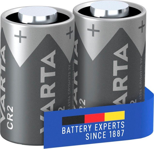 VARTA CR2 Lithium Batterie, (3 V, 2 St), VARTA LITHIUM Cylindrical Premiumbatterie für Hochleistungsanwendungen