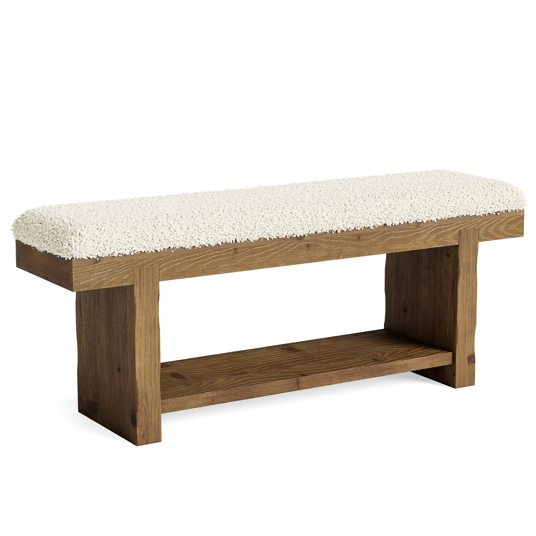 Tribesigns Schuhbank 120 cm lange Massivholz-Eingangsbank, 2-stufige Sitzbank, gepolsterte (Schlafzimmerbank im Landhausstil mit Ablagefach, schmale Bank für Schlafzimmer, Eingangsbereich, Garderobe)