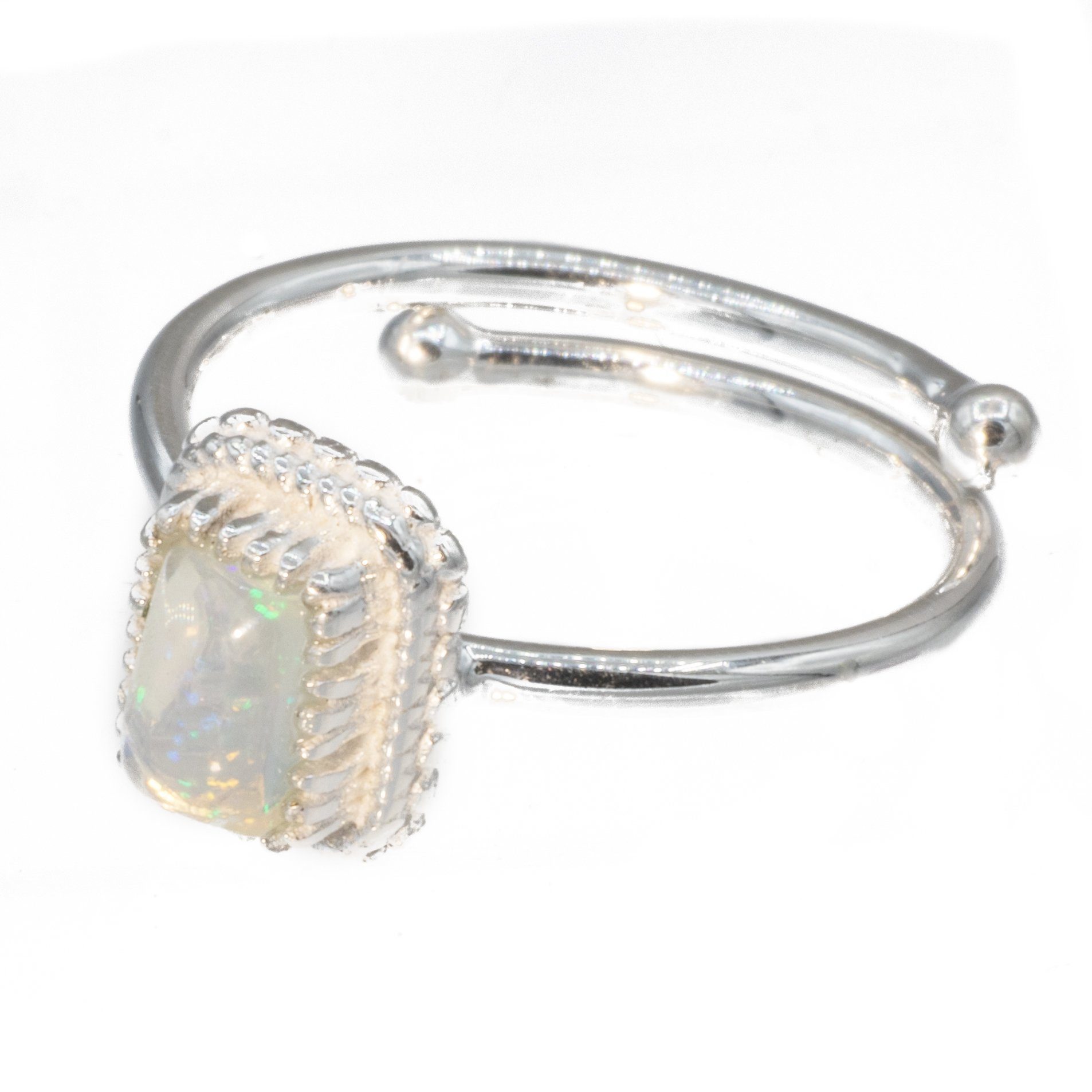 Bella Carina Fingerring Ring mit echtem Edel Opal rechteckig, echter Edel Opal