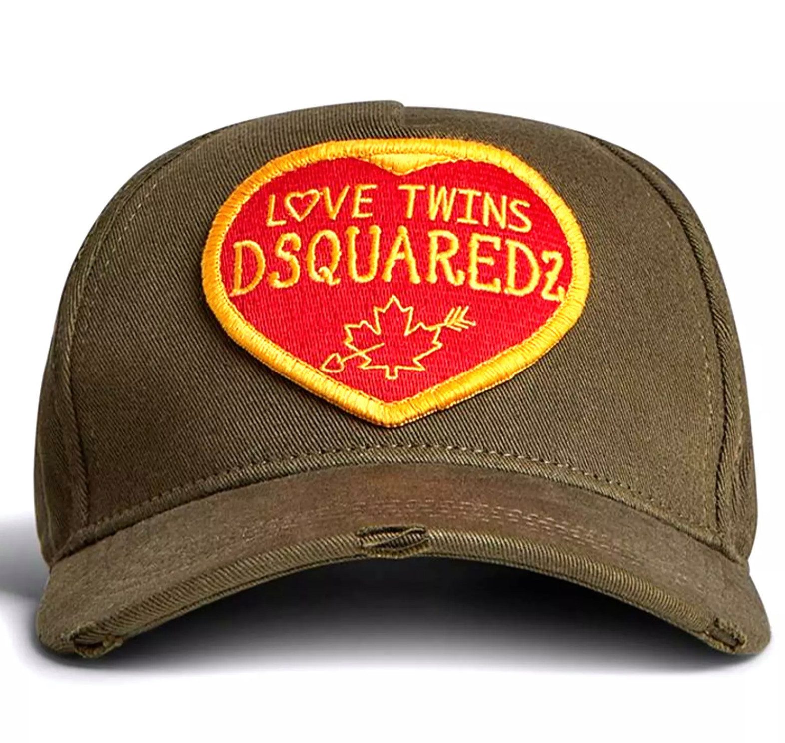 Dsquared2 Baseball Cap Dsquared2 Love Twins Heart Patch Icon Baseball Cap Strapazierfähige Baumwollgabardine mit gestickten Luftlöchern