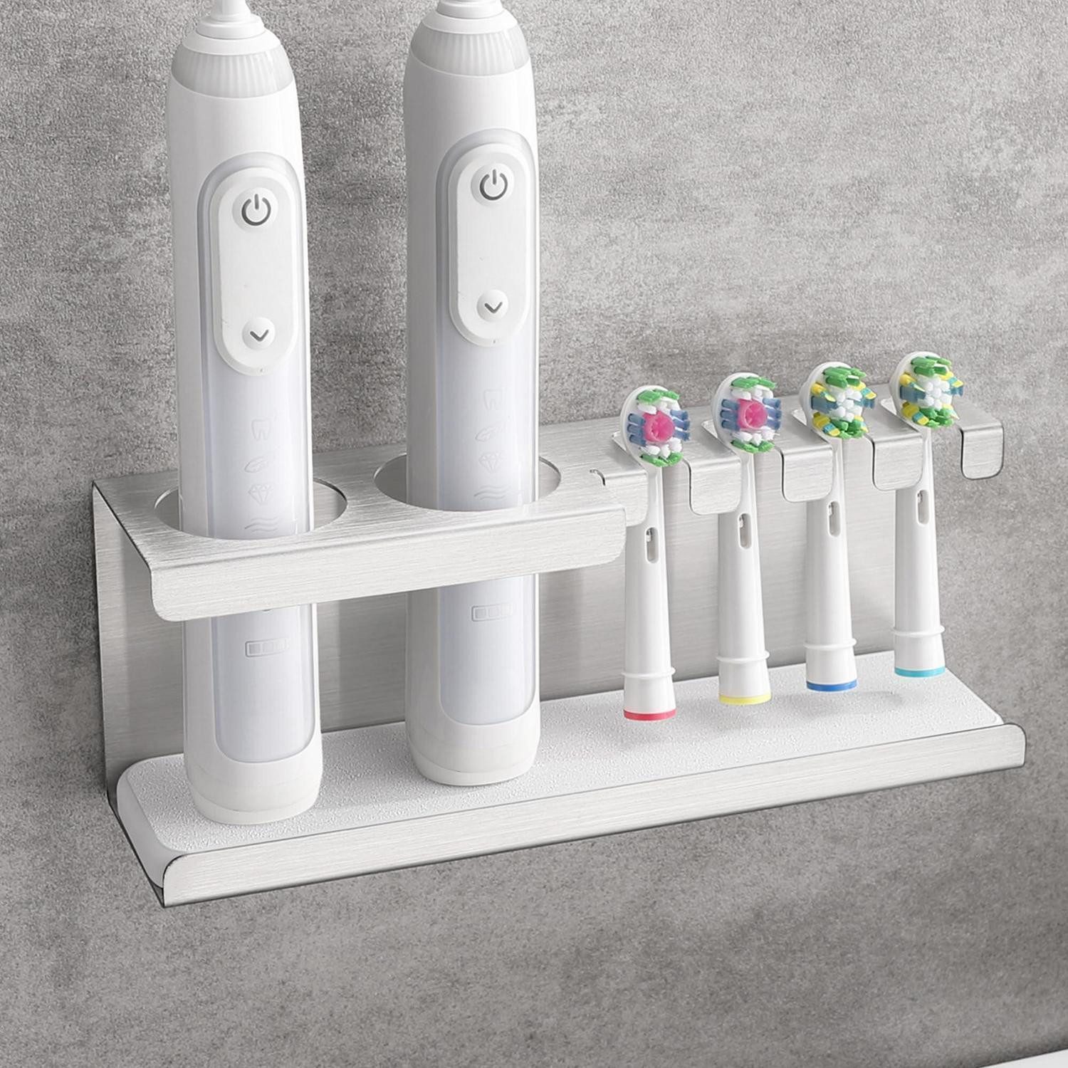 LuxusKollektion Zahnbürstenhalter Zahnbürstenhalter Edelstahl Selbstklebend Silber, (1-St)