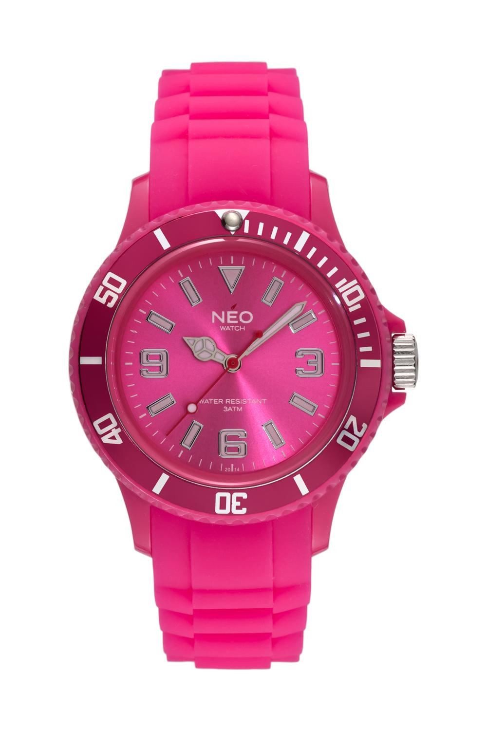 Neo Watch Quarzuhr Damenuhr Herrenuhr unisex pink NICE-1 Armbanduhr Modell N1-015 N1-015, Mineralglas, Damen Herren Uhr, pinkes Gehäuse, pinkes Armband