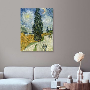 Posterlounge Alu-Dibond-Druck Vincent van Gogh, Straße mit Zypressen, Wohnzimmer Mediterran Malerei