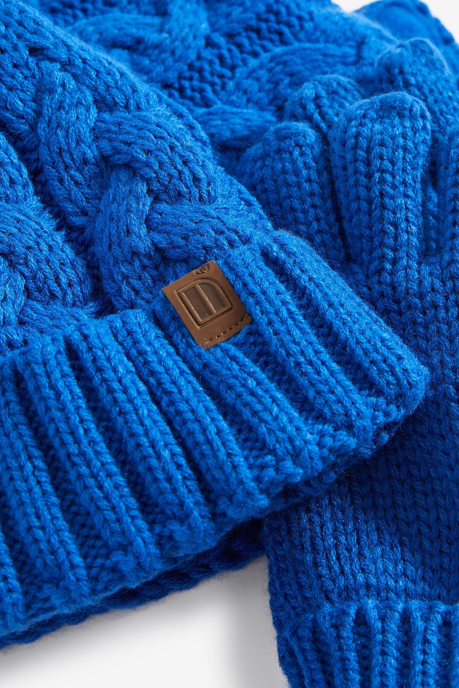 Next Mütze & im 3er-Set Schal (3-tlg) Handschuhe Schal und Strickmütze, Cobalt Blue