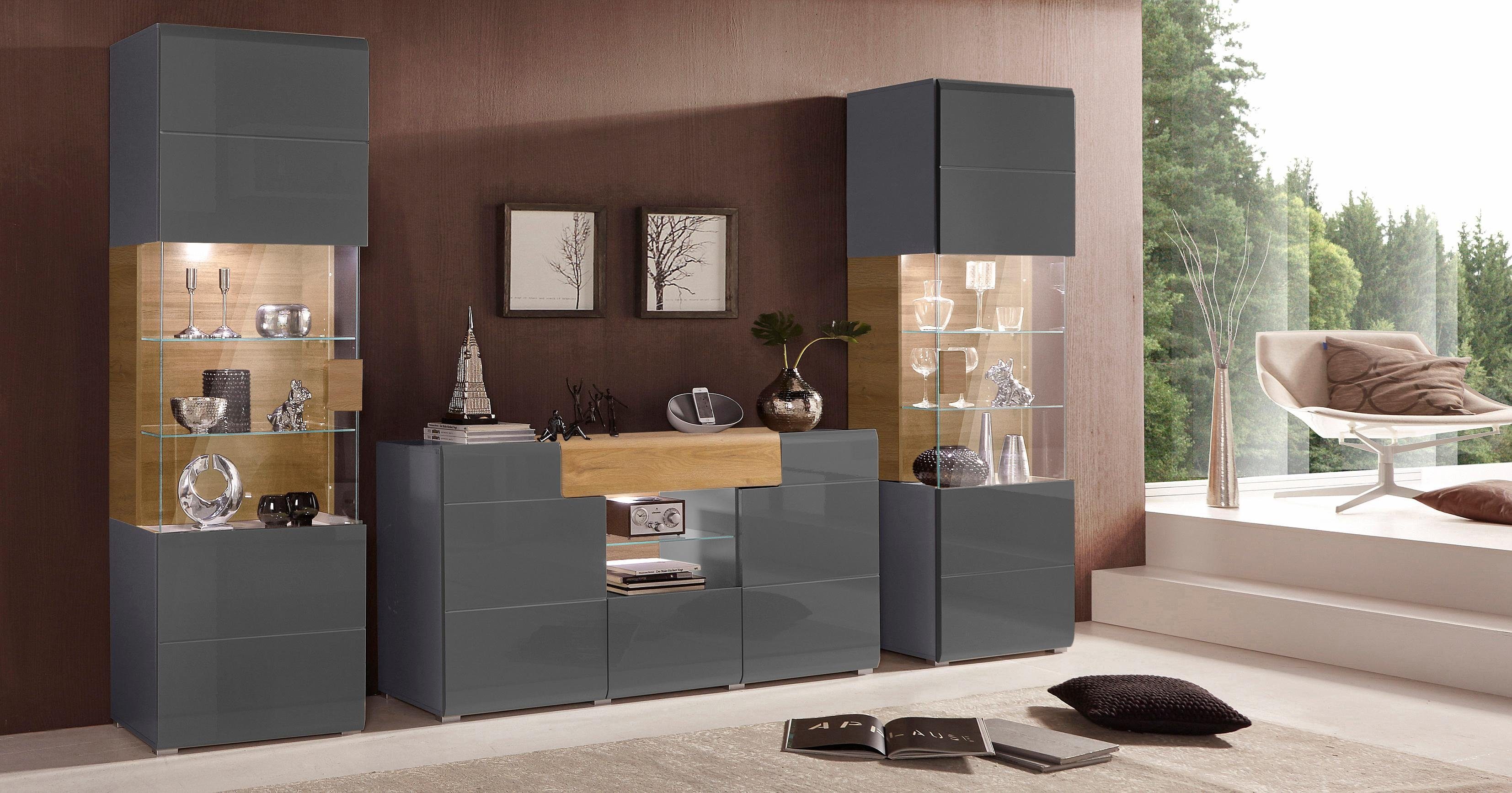 OTTO home Sideboard Toledo,Breite 159cm,moderne Anrichte mit dekorative Fräsungen,grifflos, Kommode viel Stauraum, Einlegeböden verstellbar,ohne Beleuchtung