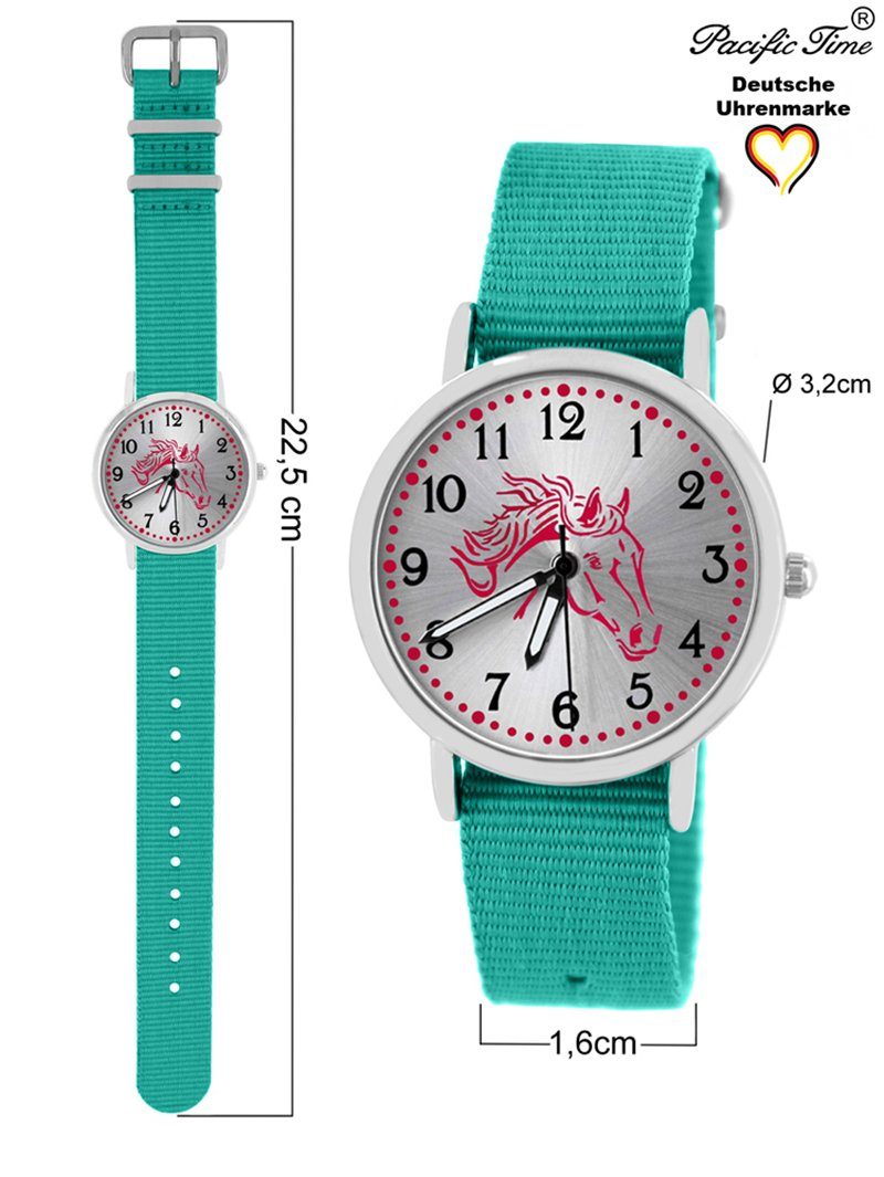 Pacific Time Quarzuhr Kinder rosa Armbanduhr Match Pferd Versand - türkis und Gratis Wechselarmband, Mix Design