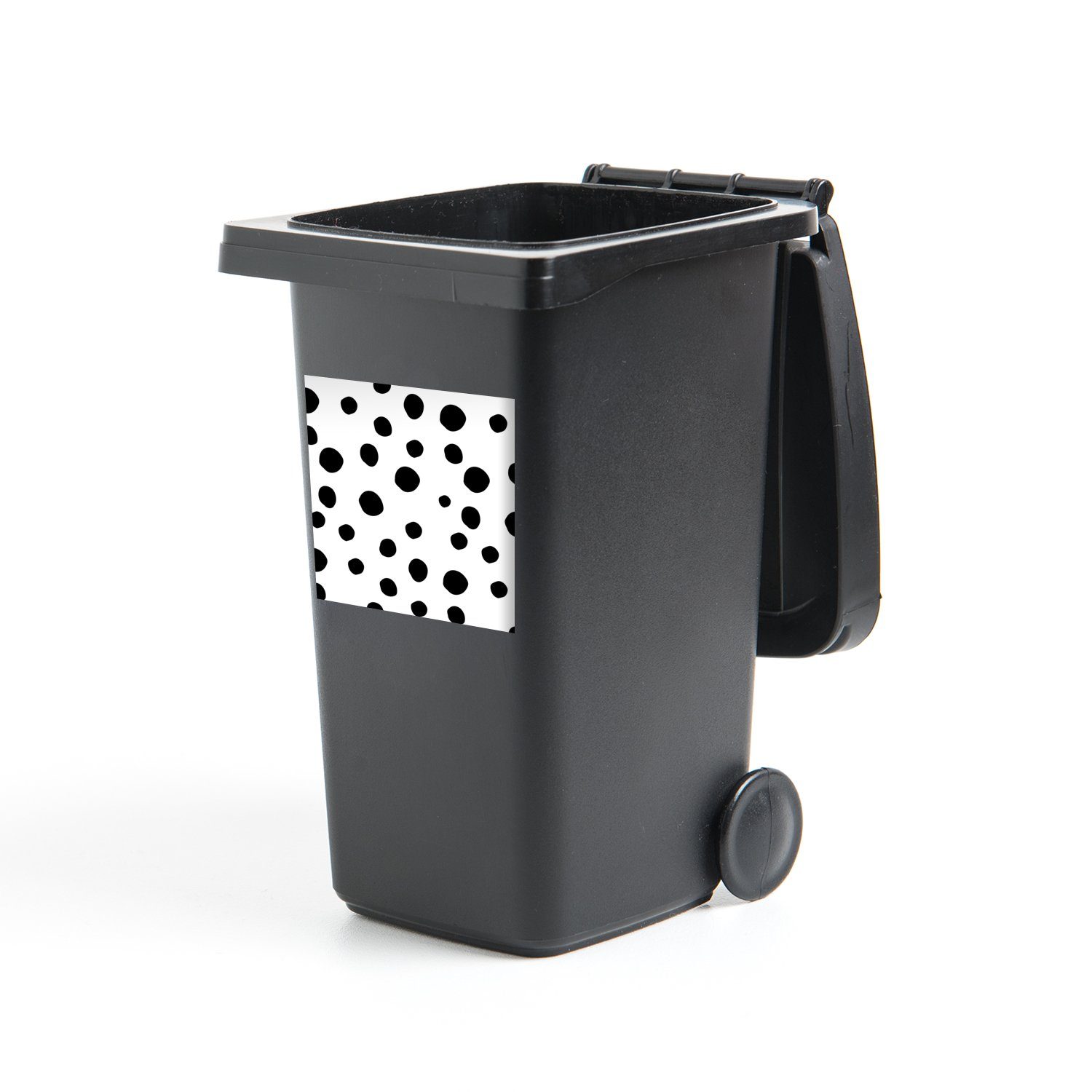 Design Container, Schwarz Punkte Mülleimer-aufkleber, (1 Weiß St), - Abfalbehälter Muster MuchoWow - Wandsticker Mülltonne, Sticker, - -