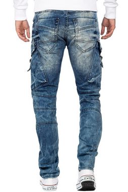 Cipo & Baxx Bikerjeans Freizeit Hose BA-CD523 mit Seitentaschen und Rippenmustern