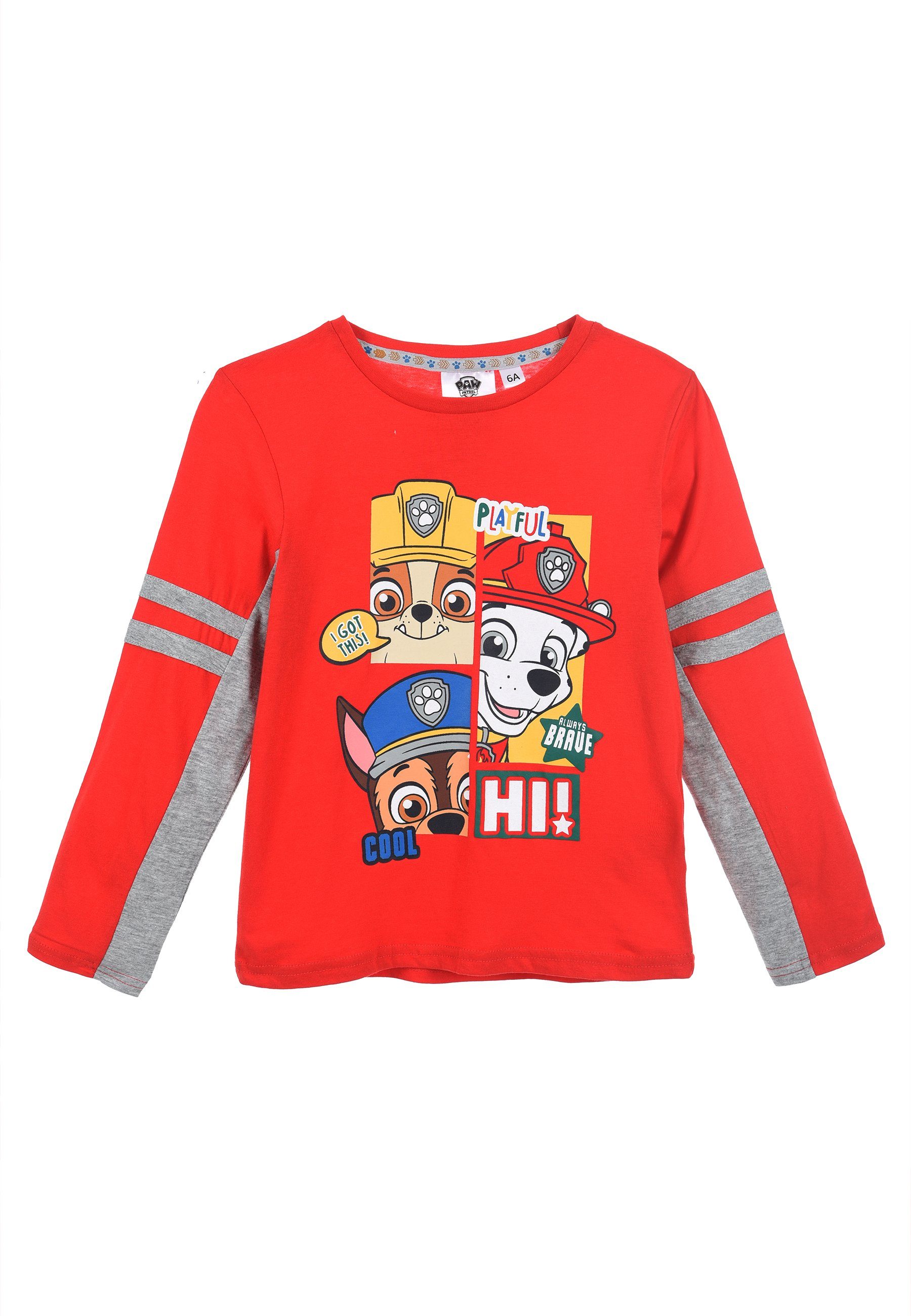 Rubble PATROL Marshall PAW Rot Longsleeve Kinder Jungen Langarmshirt Chase Oberteil T-Shirt