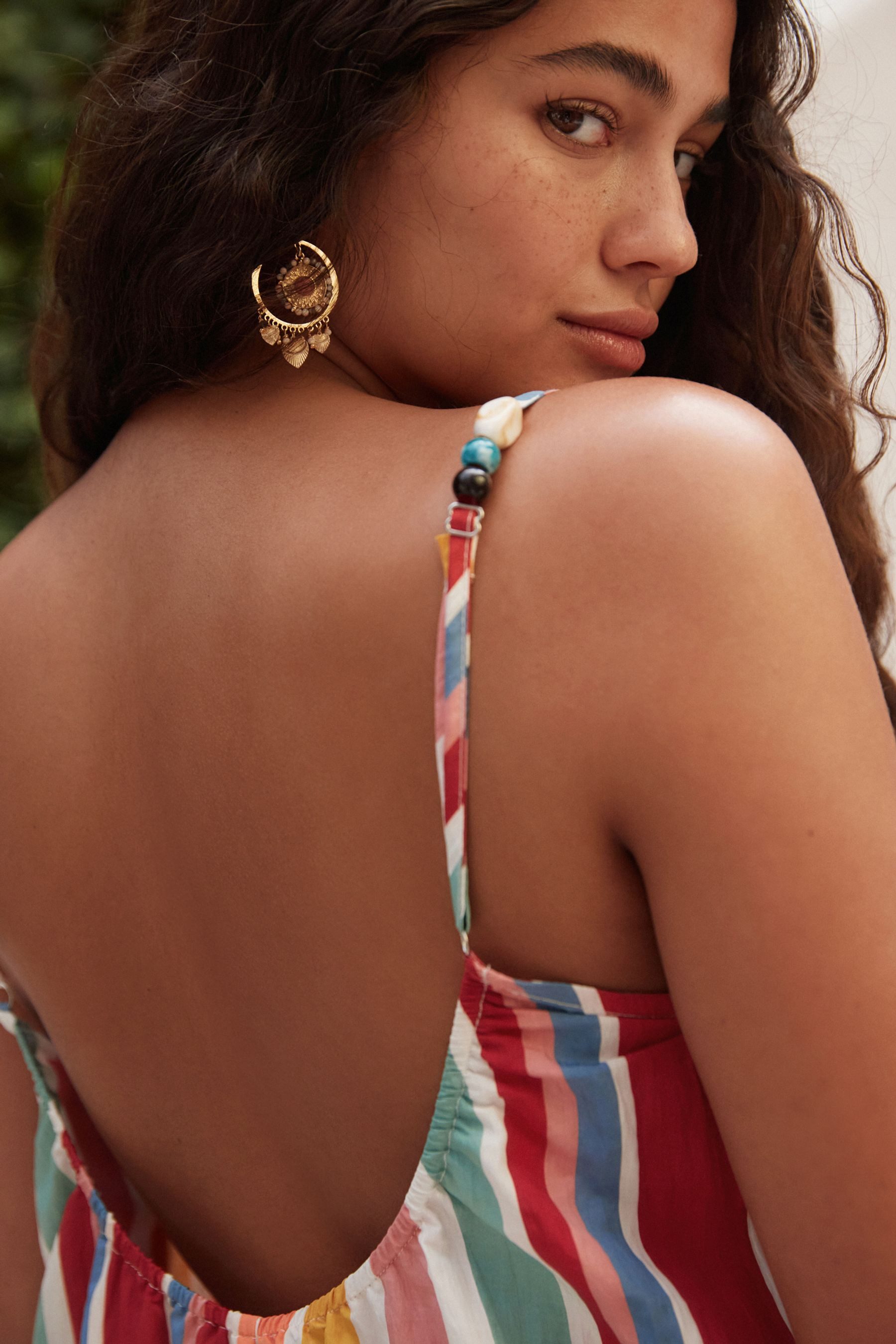 Next Sommerkleid Strukturiertes Maxikleid mit Perlen (1-tlg)