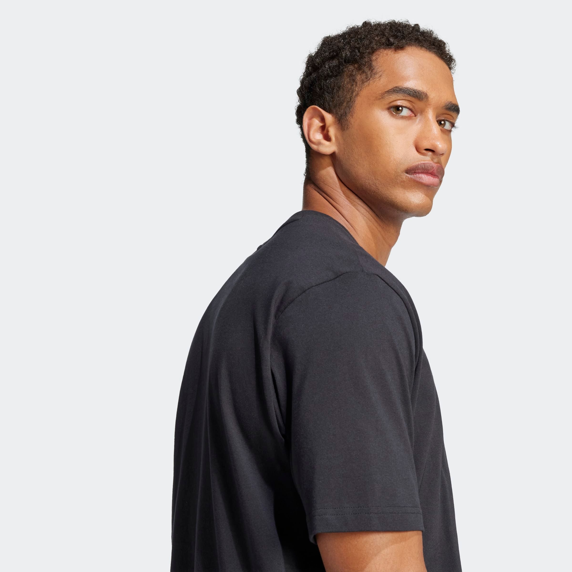 adidas Sportswear T-Shirt ESSENTIALS LINEAR SINGLE JERSEY überschnittene Schultern, Kurzarmdesign, aus Baumwolljersey – Bild 5 von 5