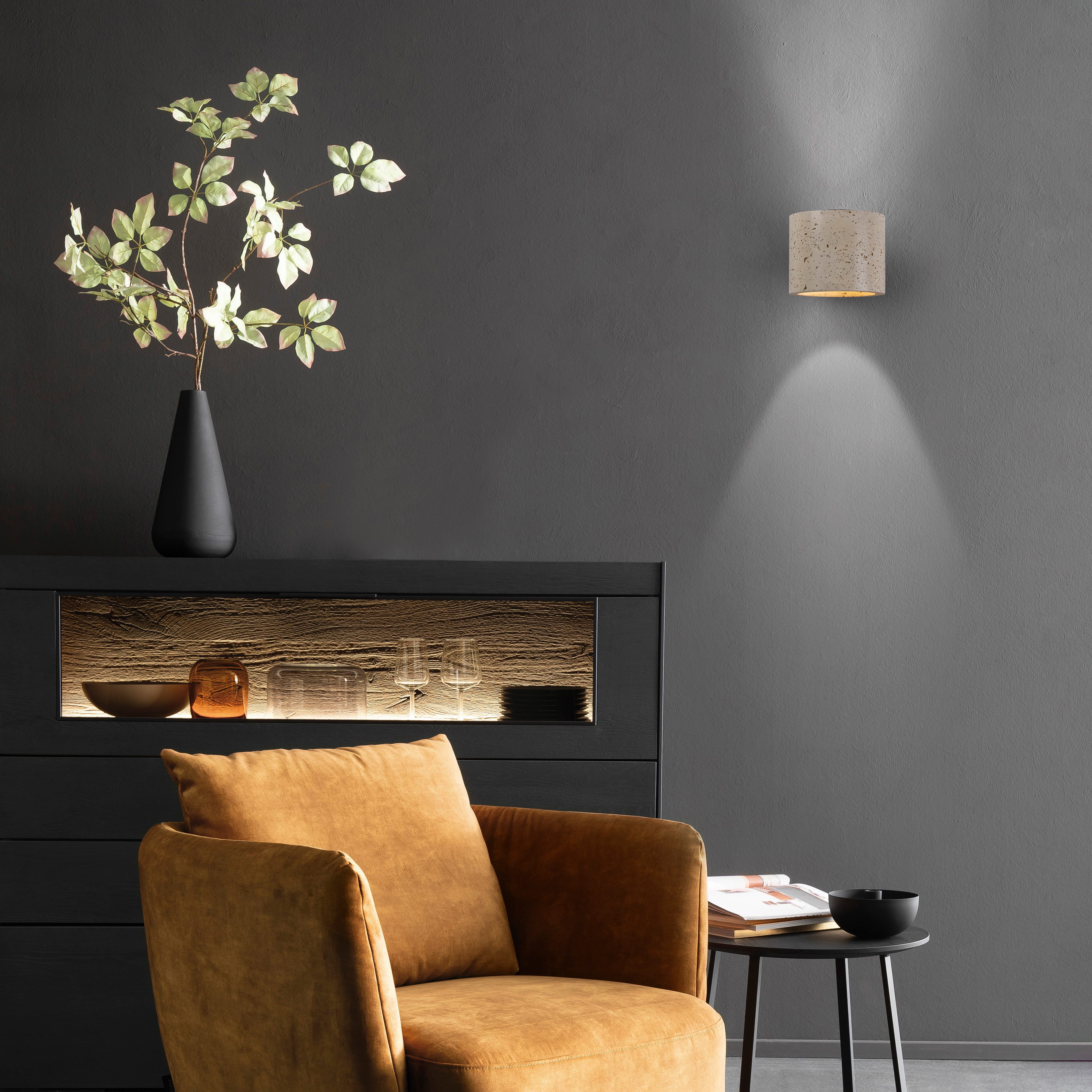 SCHÖNER WOHNEN-Kollektion LED Wandleuchte TRAVENTA, ohne Leuchtmittel, SCHÖNER WOHNEN Kollektion, Travertinoptik, Downlight
