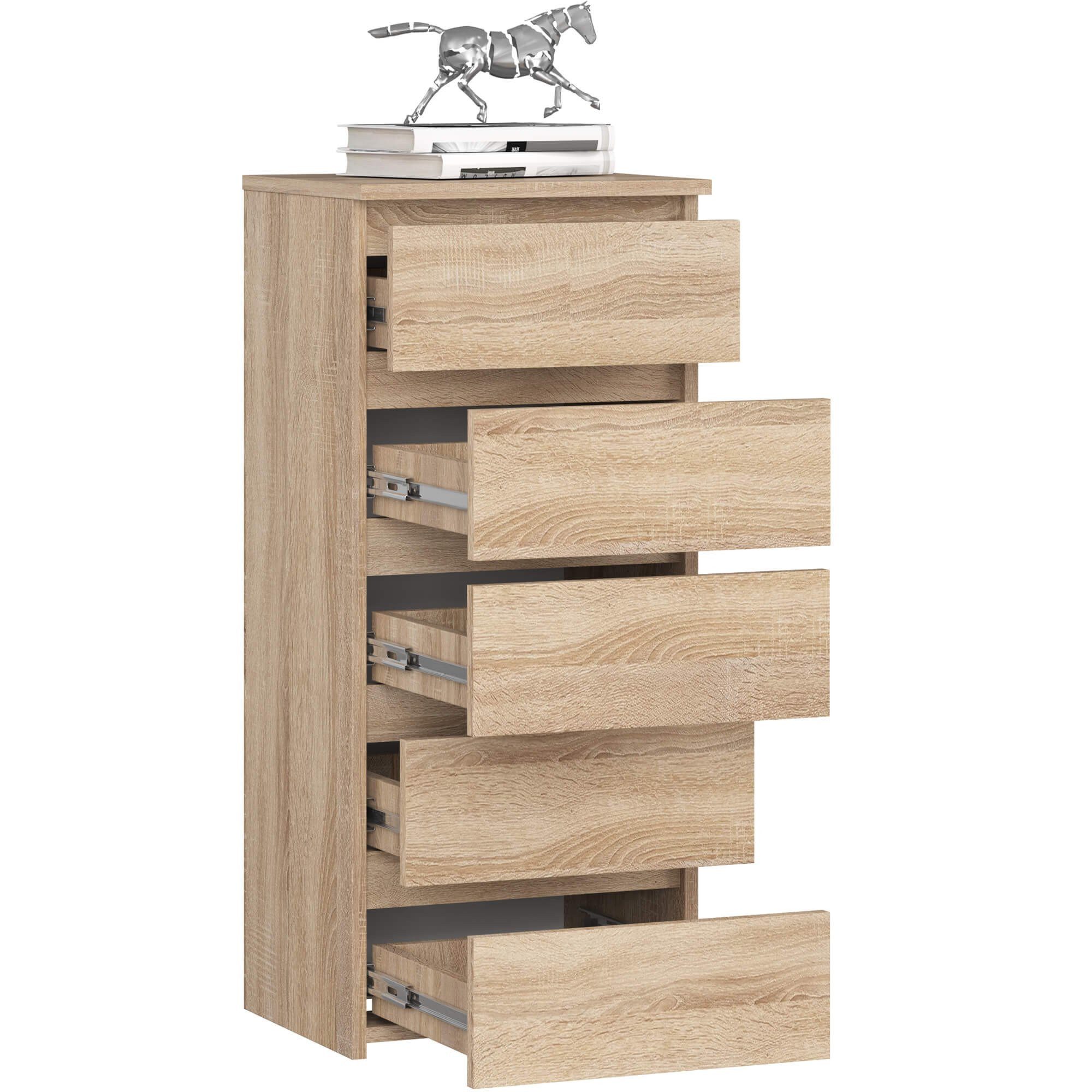 Raumhirsch Furniture Kommode mit 5 Schubladen 40 cm breit Holz Schrank, (viele Farbvarianten - Maße: 40 x 92 x 35 cm) - Hochwertig & stabil