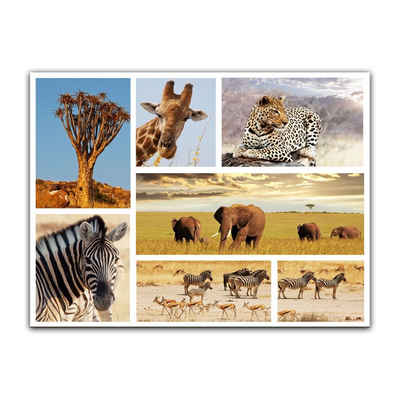 Bilderdepot24 Leinwandbild Afrika Collage II, Tiere