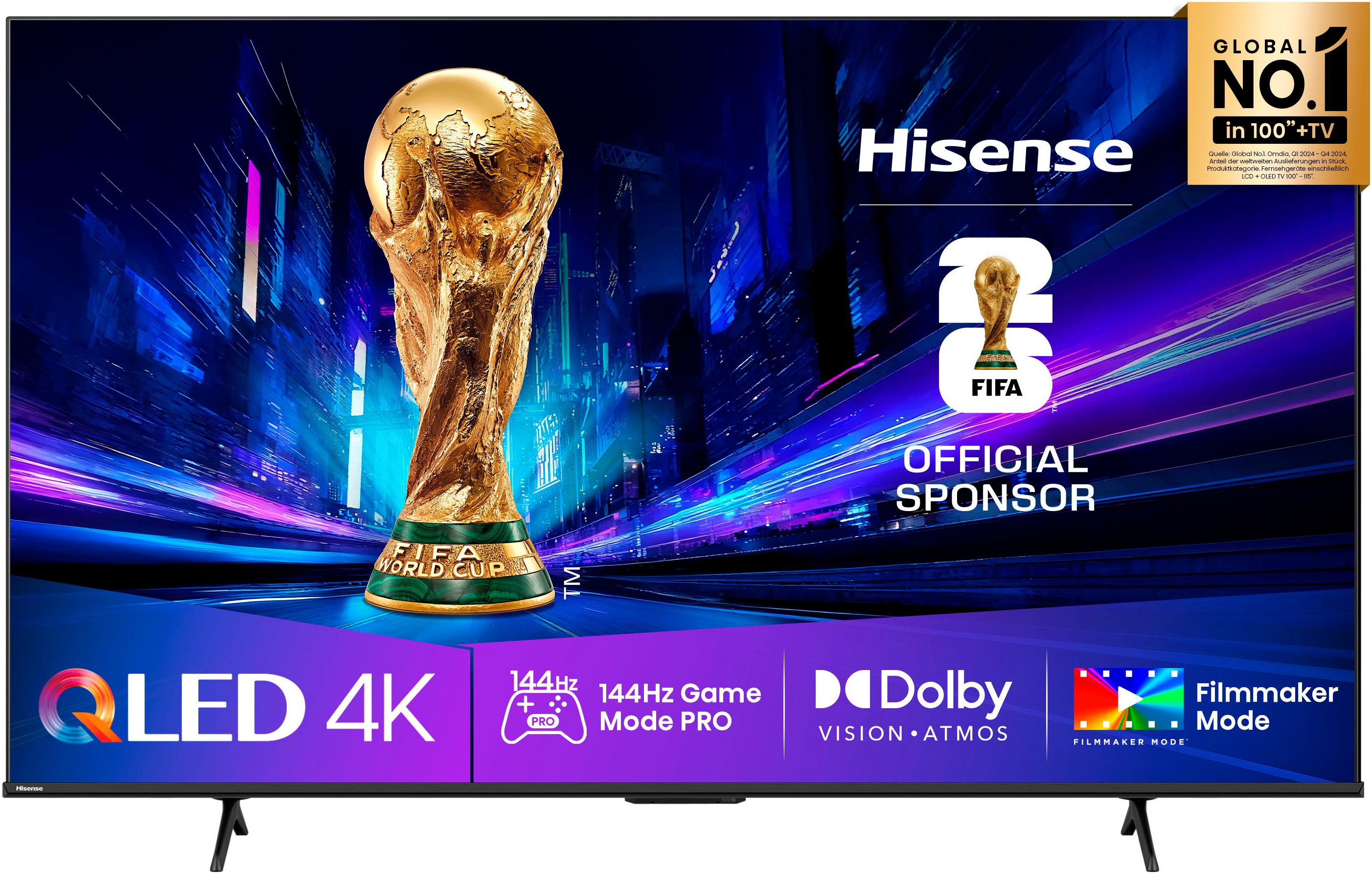 Hisense 65E77Q PRO QLED-Fernseher (164 cm/65 Zoll, 4K Ultra HD, Smart-TV, 4K UHD QLED)