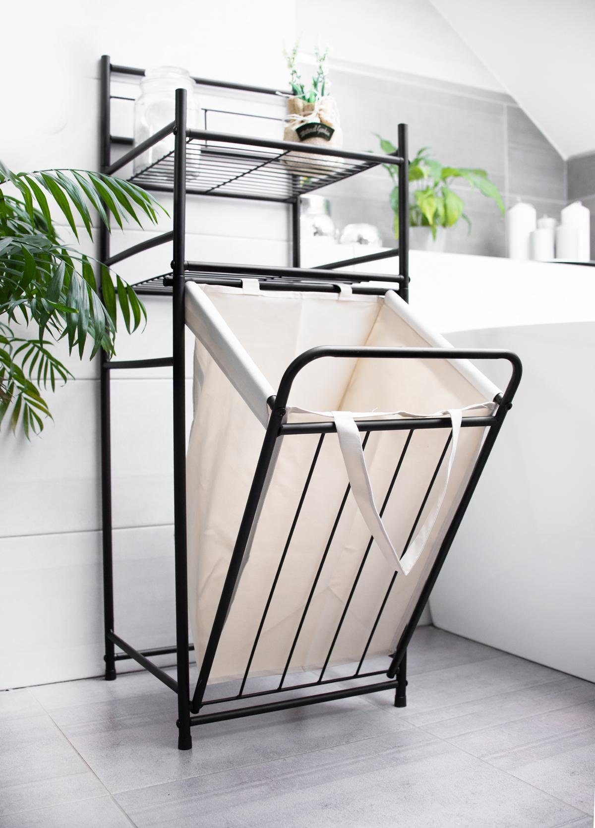 Sendez Badregal mit Wäschekorb aus Metall Wäscheregal Wäschesammler Wäschebehälter