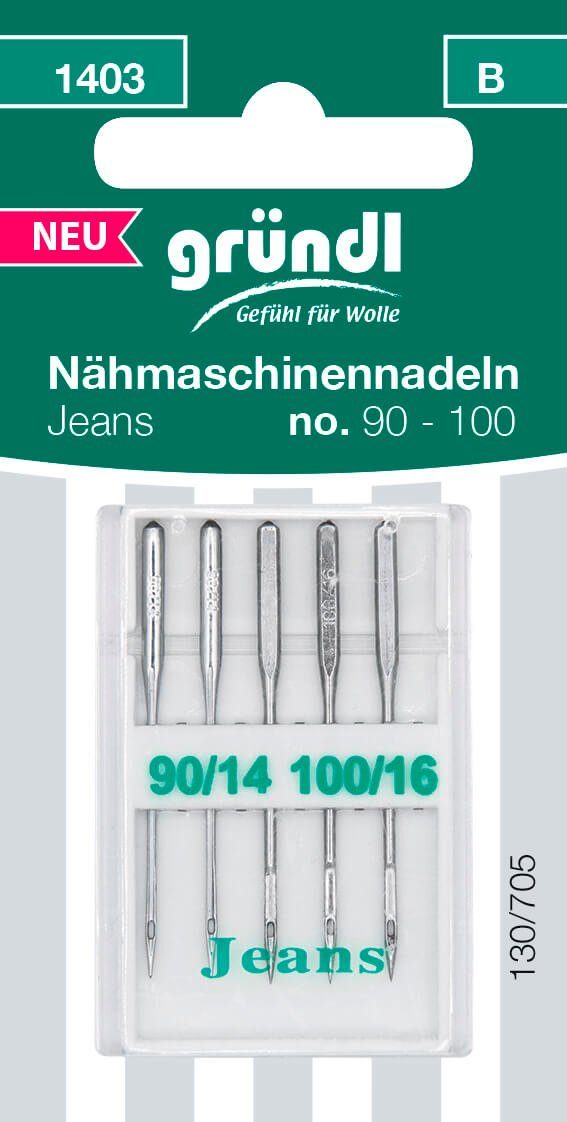 Gründl Nähnadeln Nähmaschinennadeln, No. 90 - 100 5 Stück